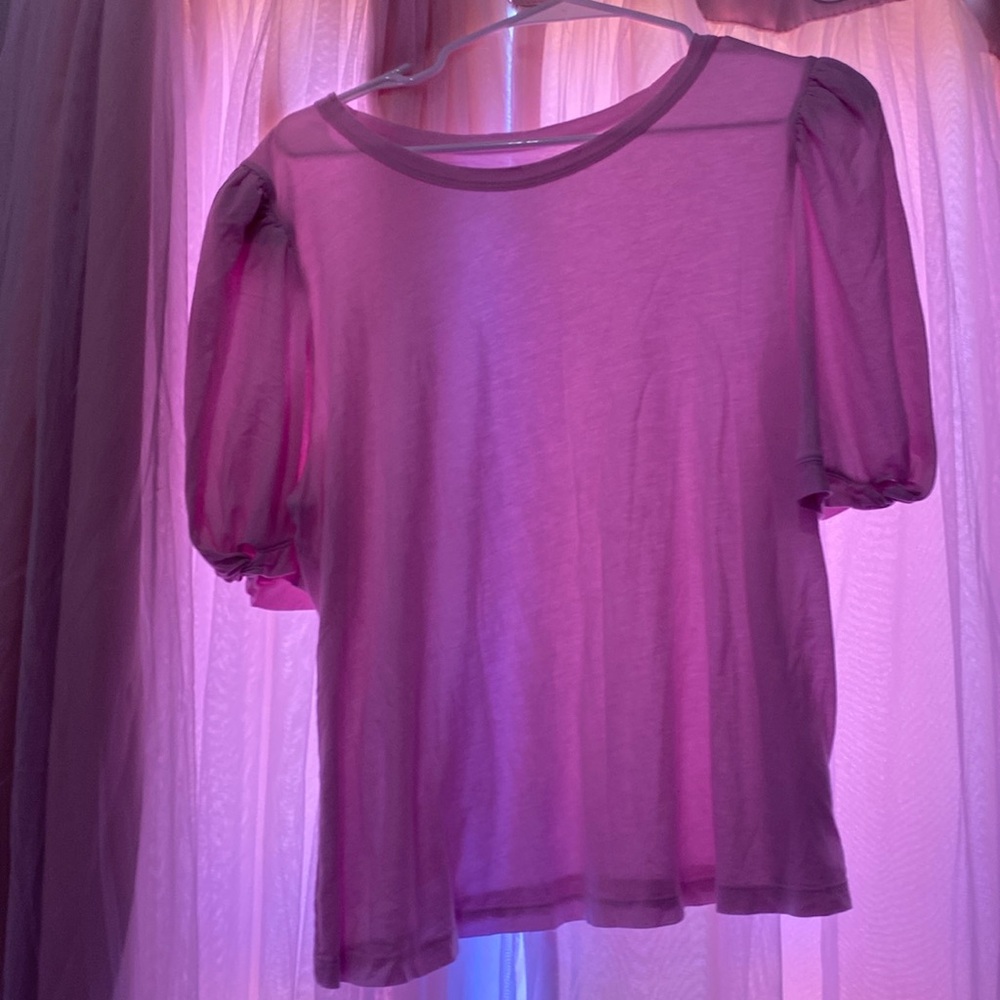 Pink puff sleeve shirt